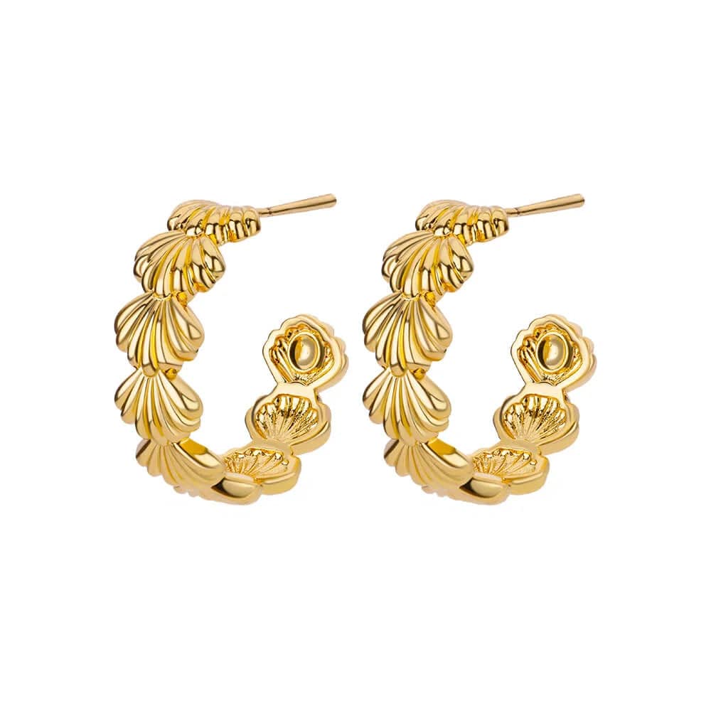 Gold stainless steel Heart Zircon Stud Earrings for women, delicate hoop design, perfect for wedding or party jewelry.