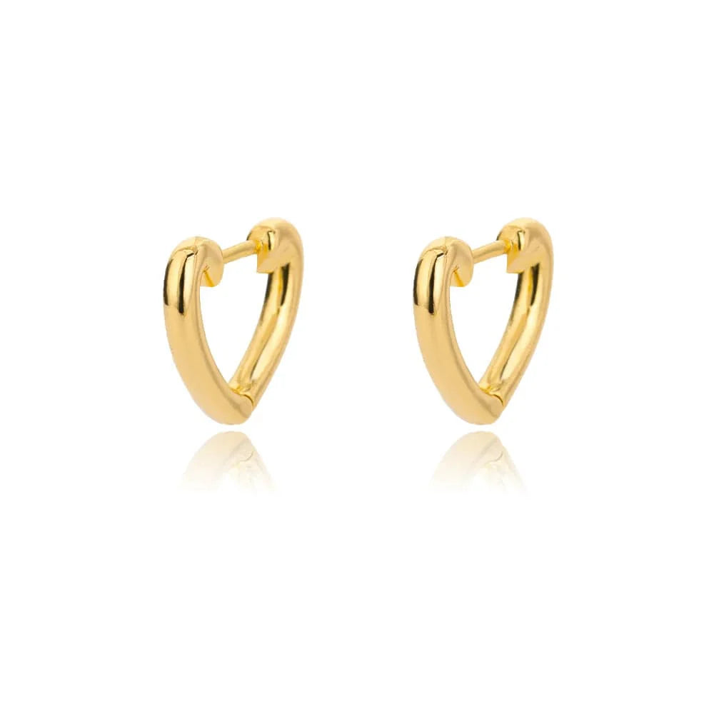 Gold stainless steel heart zircon stud earrings for women, delicate hoop design, perfect for weddings, parties, or gifts.