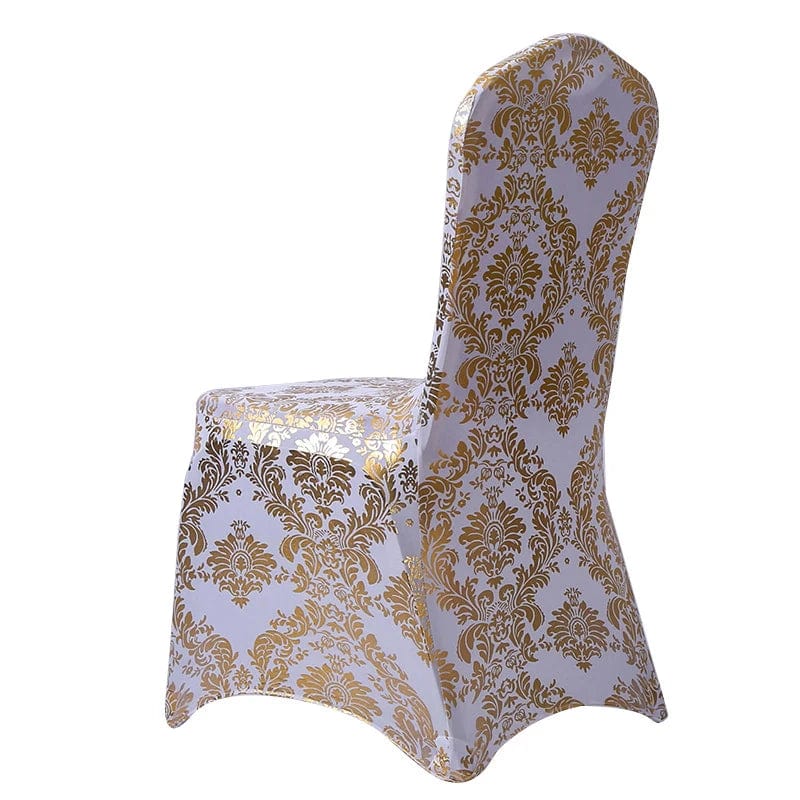 Gold Printed Chair Cover For Wedding Party Decoration Pattern Design Spandex Birthday Lycra Dining Room Chair Covers Hotel Show - SHOWLU FASHION STORE