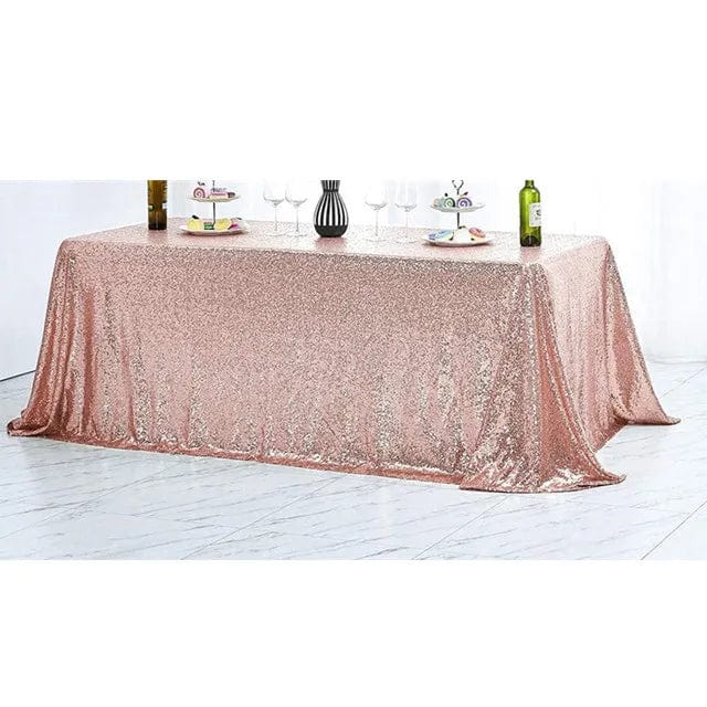 Showlu Gold Sequin Rectangle Tablecloth, 108x50 inches, ideal for wedding and event decorations on banquet and cake tables