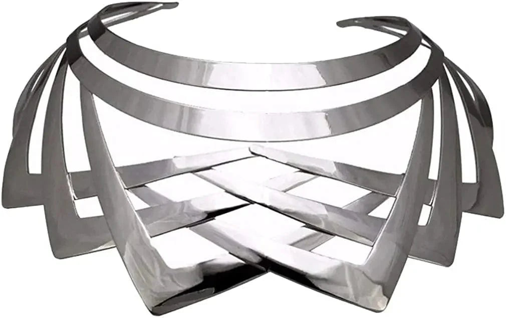 Gothic alloy choker necklace by Showlu Fashion featuring geometric punk design, short statement collar jewelry for women.