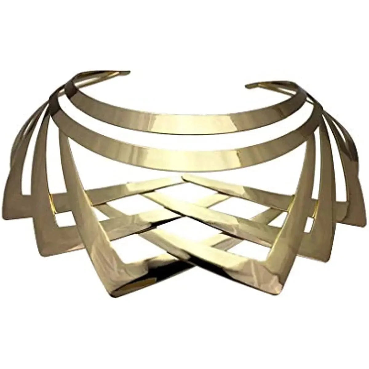 Gothic alloy choker necklace by Showlu Fashion with geometric punk design, short collar style, statement jewelry for women.
