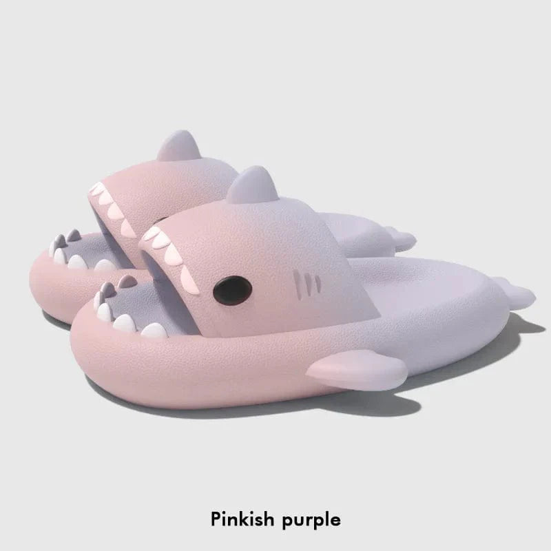 Gradient EVA shark slippers with 4cm thick sole, stylish indoor and outdoor slides for women and men by Showlu Fashion.