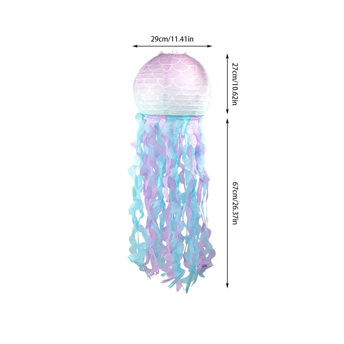 Gradient jellyfish paper lanterns for mermaid and ocean-themed parties, perfect for hanging decor at birthdays or weddings.