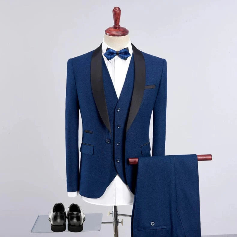 Green fruit collar men's formal dinner suit dress by Showlu Fashion, featuring a stylish and elegant design for special occasions.