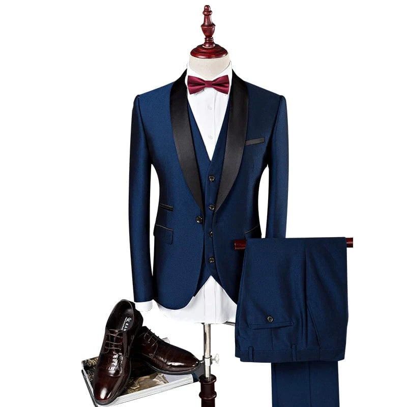 Men's green formal dinner suit with fruit collar design by Showlu Fashion, perfect for stage or special evening events.