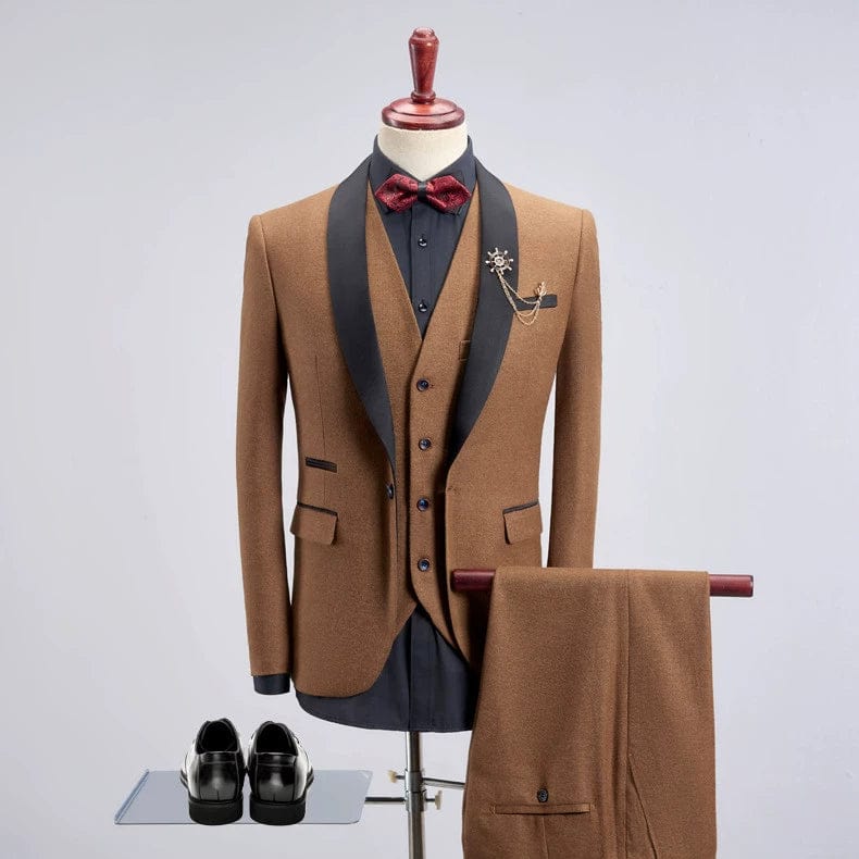 Showlu Fashion men's green dinner suit with fruit collar, formal stage dress, tailored fit, suitable for elegant events