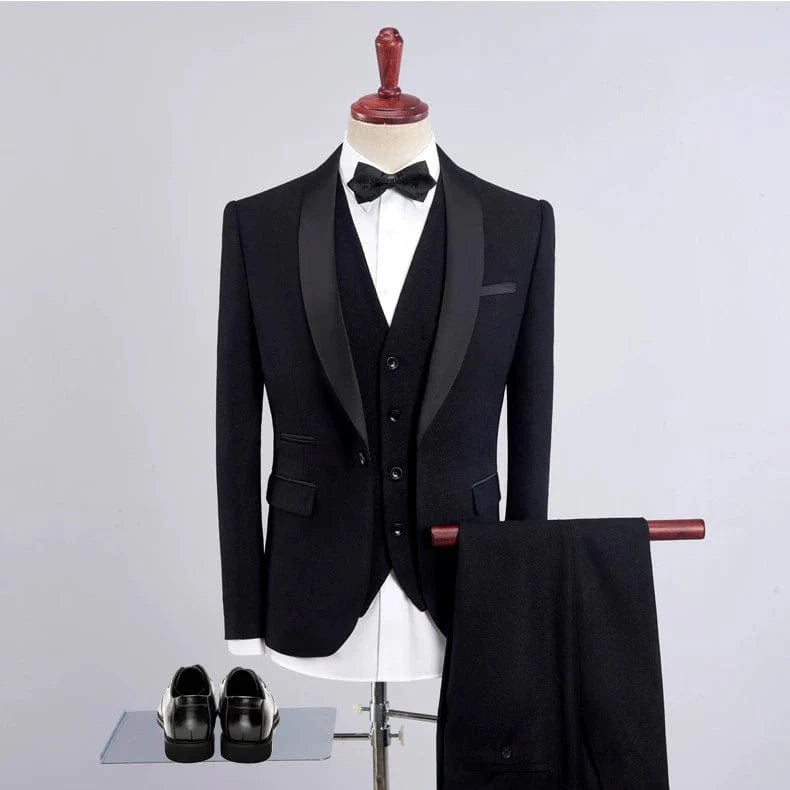Showlu Fashion men's green dinner suit with fruit collar, formal stage dress, perfect for elegant events and special occasions.