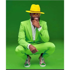 Green Notch Lapel Men Suits Slim Fit 2 Piece Fashion Wedding Groom Prom Terno Masculino Custom Male Blazer Jacket+Pants - SHOWLU FASHION STORE