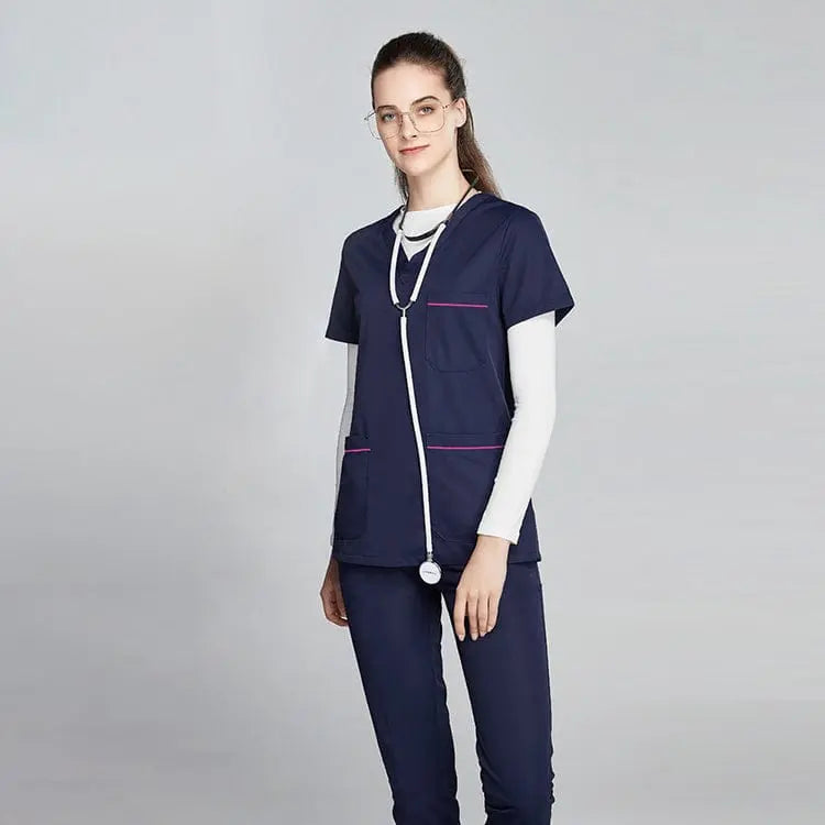 Grey Showlu unisex jogger scrub suit set, slim fit medical nursing uniform for doctors and nurses, hospital clinical attire