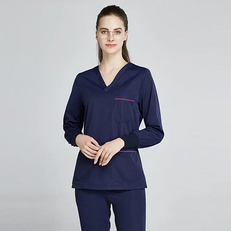 Grey Showlu unisex jogger scrub suit set for medical professionals, featuring slim fit design and hospital uniform style.