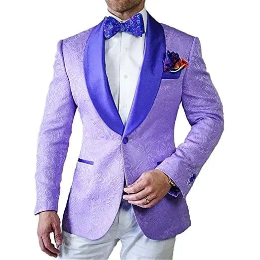 Ivory patterned men's tuxedo with shawl lapel, 2-piece wedding suit featuring blazer jacket and matching pants, by SHOWLU FASHION STORE.