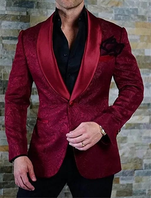 GQER SUITS men's white pattern tuxedo with shawl satin lapel, two-piece wedding suit, jacket and pants, for grooms and formal events