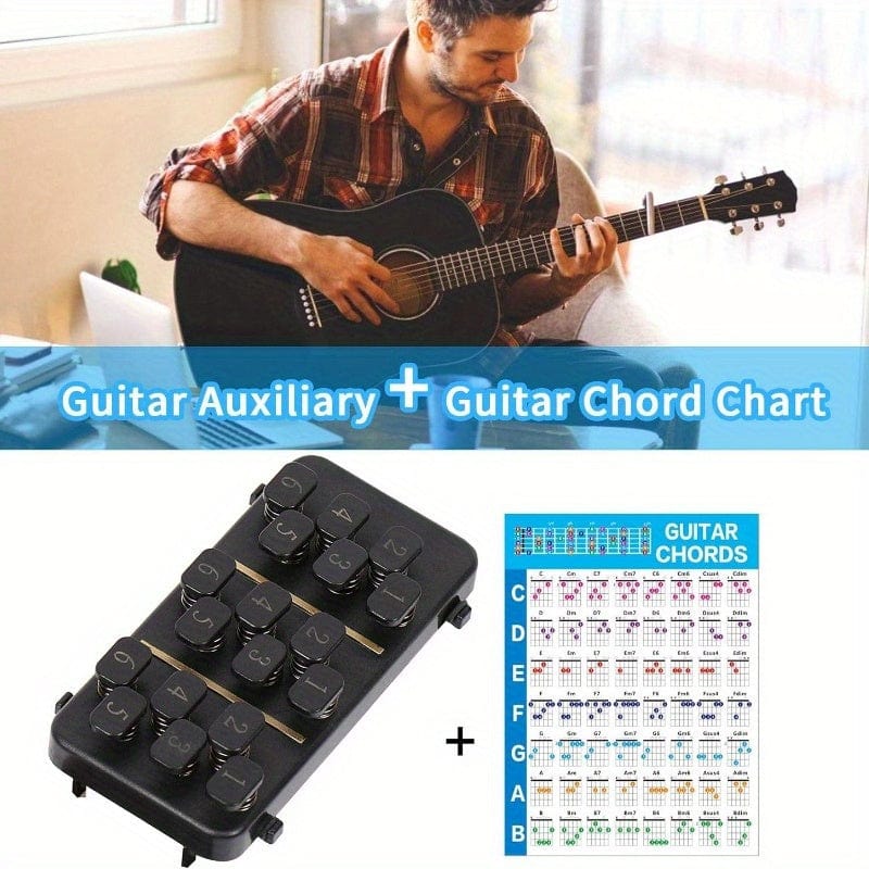 SHOWLU Guitar Chord Trainer for 38-41 inch folk guitars, learning system with chord chart for easy guitar practice
