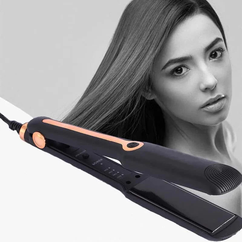 Showlu Professional Tourmaline Ceramic Hair Straightener with wide plates for fast, smooth styling on wet or dry hair.
