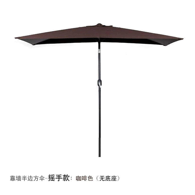 Half outdoor wall-mounted parasol by Showlu Fashion Store, green sunshade umbrella with floral and garden setting.