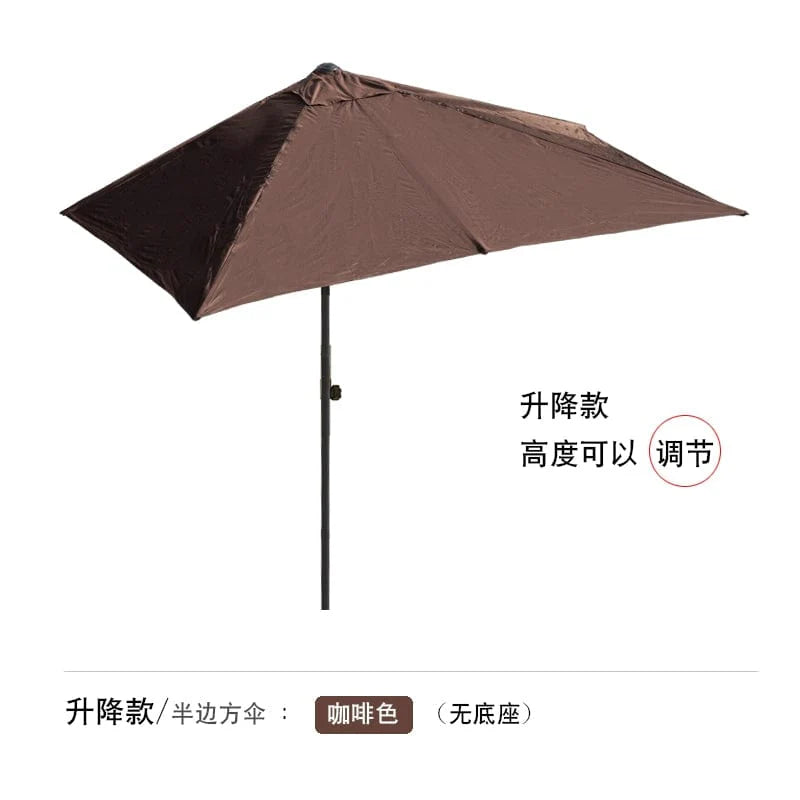 Creek Yueshui Shore Half Outdoor Parasol by Showlu Fashion Store mounted on wall, providing shade on balcony or garden patio.