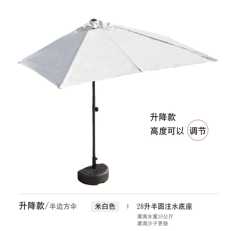 Half outdoor parasol wall-mounted sun umbrella by Showlu Fashion Store, green canopy shading balcony or garden space.