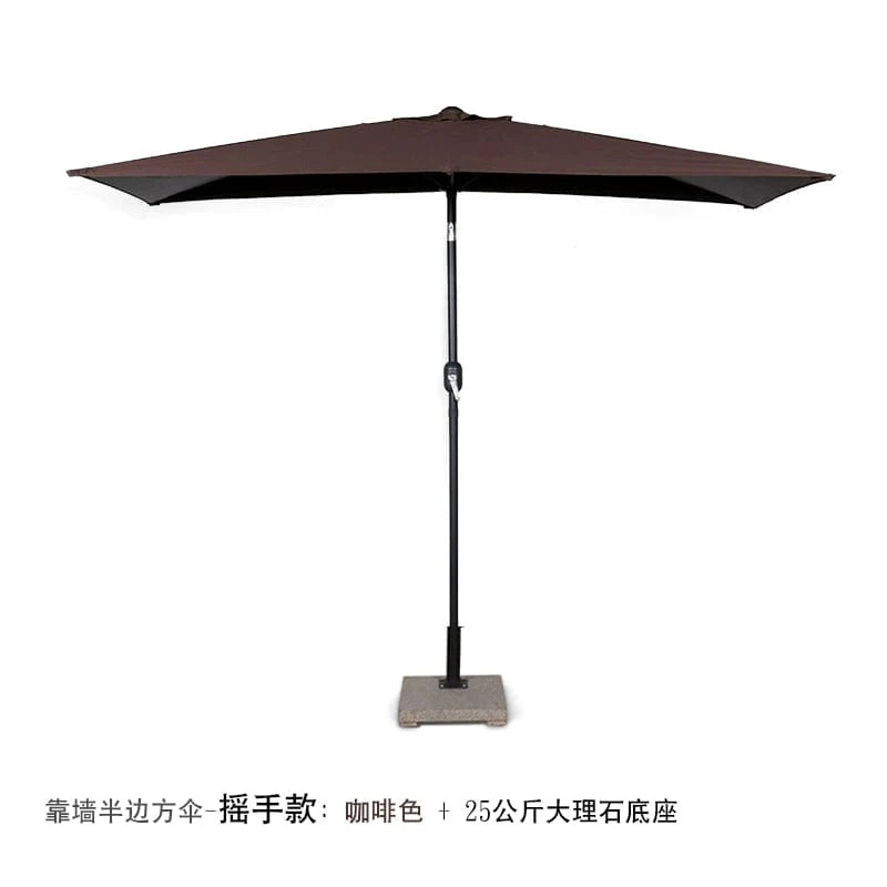 Showlu Fashion Creek Yueshui Shore Half Outdoor Parasol wall-mounted sun umbrella with green canopy, ideal for balconies and gardens.