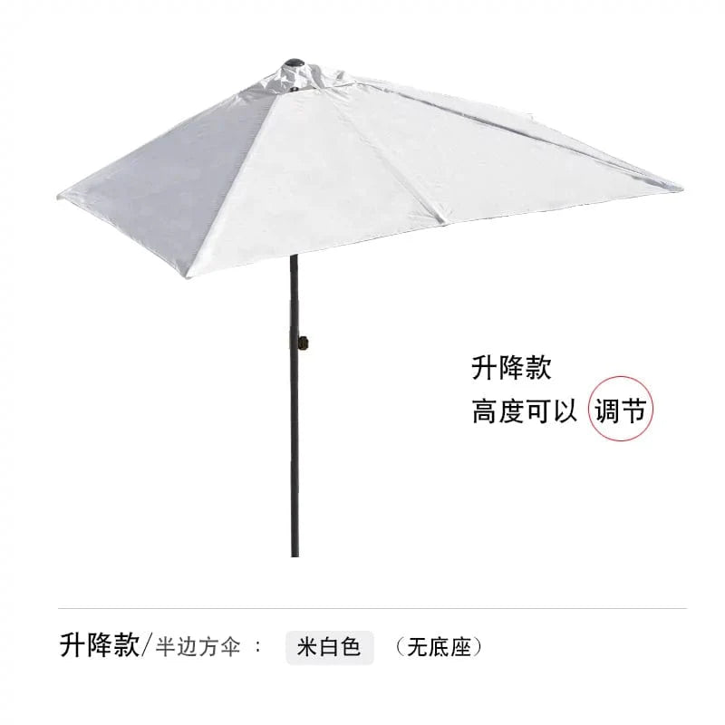 Showlu Fashion Creek Yueshui Shore Half Outdoor Parasol wall-mounted sun umbrella with green plant and balcony setting