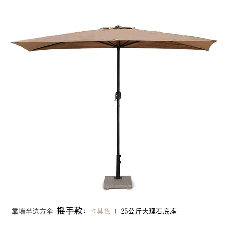 Showlu Fashion Creek Yueshui Shore Half Outdoor Parasol wall-mounted sun umbrella with green shade, ideal for balconies and gardens.