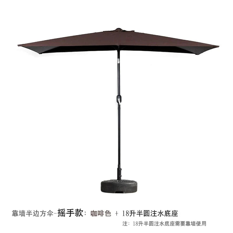 Creek Yueshui Shore Half Outdoor Parasol by Showlu Fashion Store mounted on wall, green sunshade with balcony and garden surroundings.