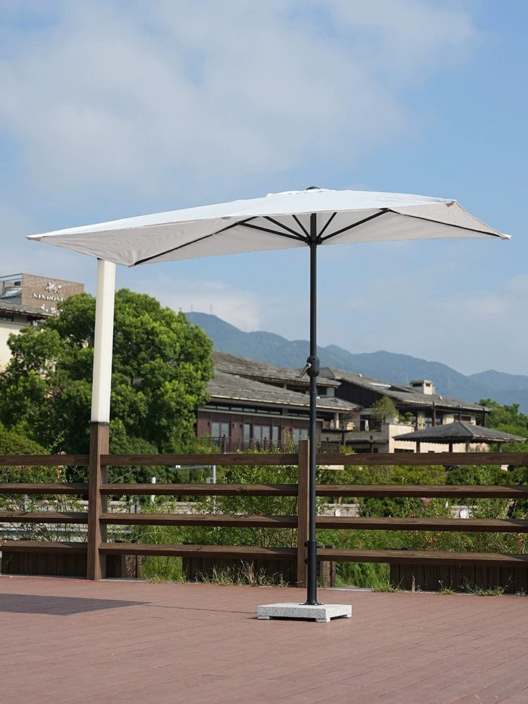 Showlu Fashion Creek Yueshui Shore Half Outdoor Parasol wall-mounted sun umbrella with green fabric, ideal for balconies and gardens.