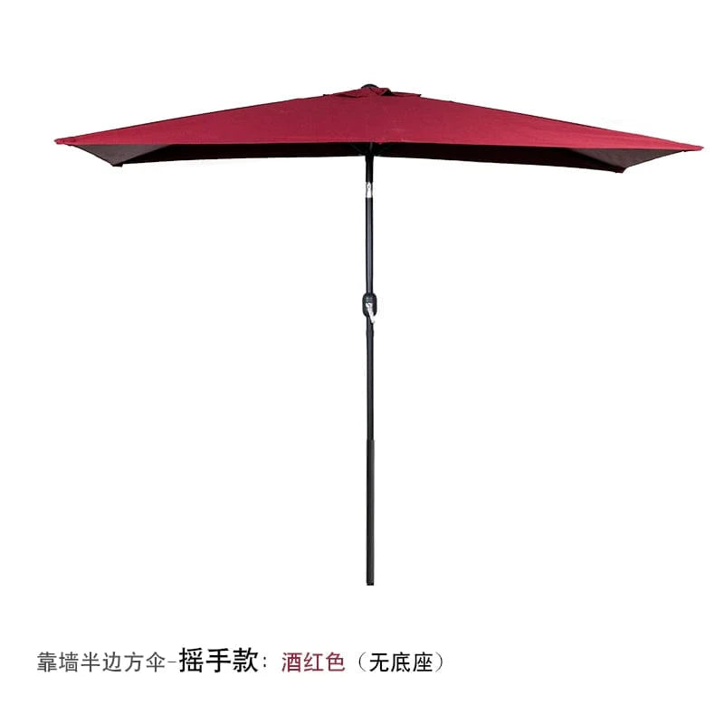 Wall-mounted Creek Yueshui Shore Half Outdoor Parasol from Showlu Fashion Store, green sunshade umbrella against a wall with plants.