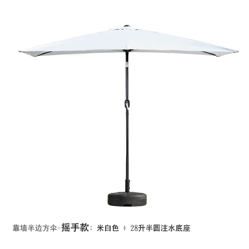 Wall-mounted Creek Yueshui Shore Half Outdoor Parasol by Showlu Fashion Store, green sunshade umbrella against a balcony wall.