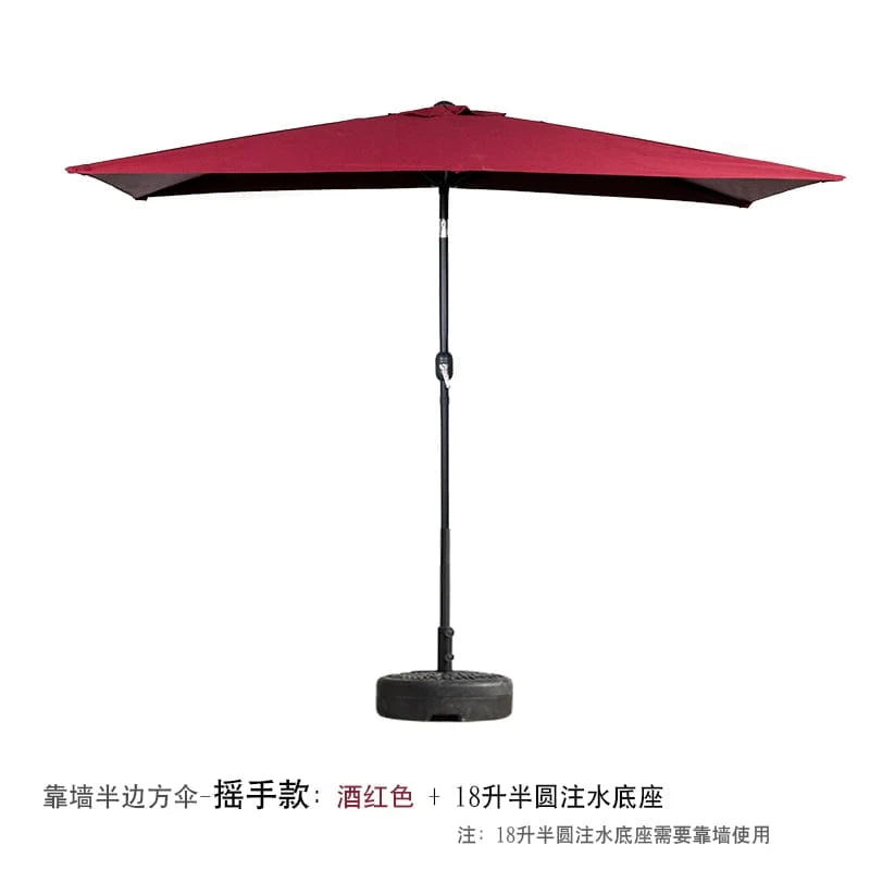 Green Creek Yueshui Shore Half Outdoor Parasol by Showlu Fashion Store mounted on wall, providing shade in garden or balcony.