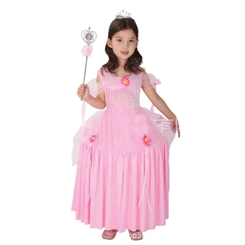 Showlu Fashion girl witch Halloween cosplay costume with a black dress and witch hat, perfect for kids' Halloween or costume parties.