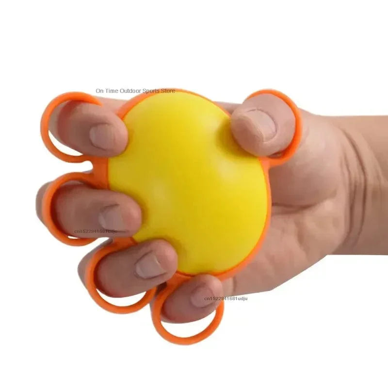 Moonbiffy Hand Therapy Grip Ball for finger strength, rehabilitation, and muscle recovery, used in fitness and arm exercise routines.