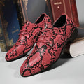 SHOWLU Snake Pattern Embossed Oxfords featuring handcrafted design, lace-up style, durable rubber sole, in gray and black for casual or business wear.