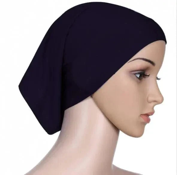 Showlu Two-Color Cotton Braid Turban Bonnet with pearl accents, inner hijab cap for Muslim women, headscarf for modest fashion.