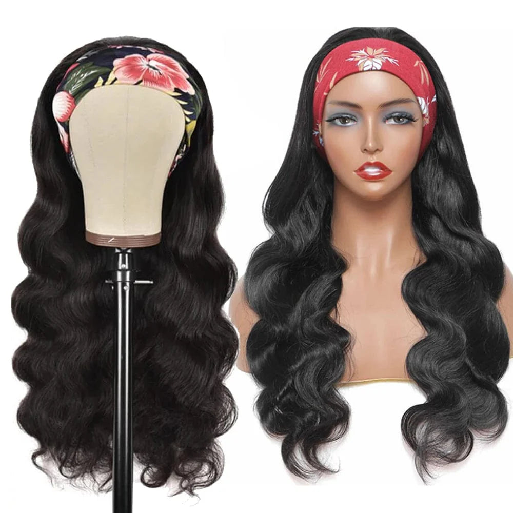 KEILANTRA Body Wave Headband Wig by SHOWLU FASHION, 180% density Brazilian Remy human hair, natural-looking black women’s wig