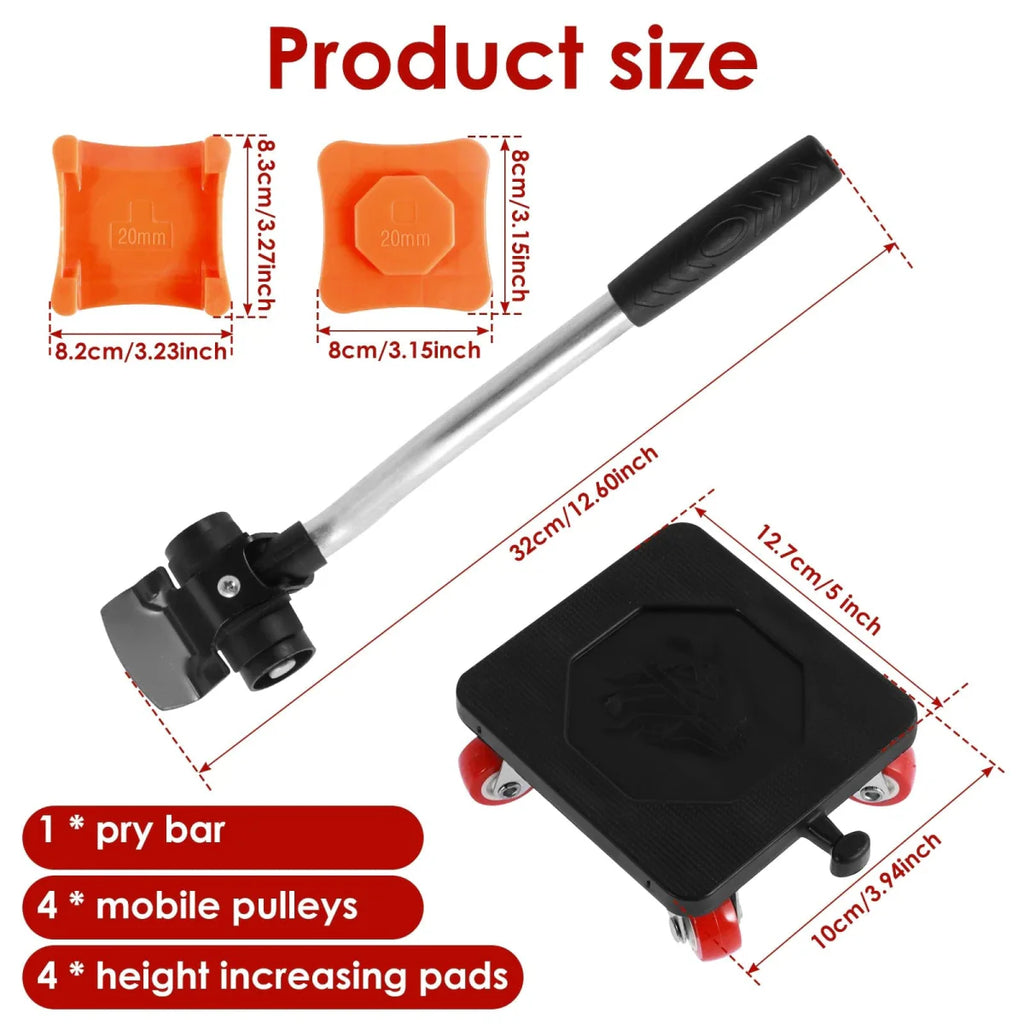 SHOWLU Heavy Duty Furniture Lifter Tool Kit with rollers, designed for handling large furniture up to 880 lbs, includes lifting and sliding tools.