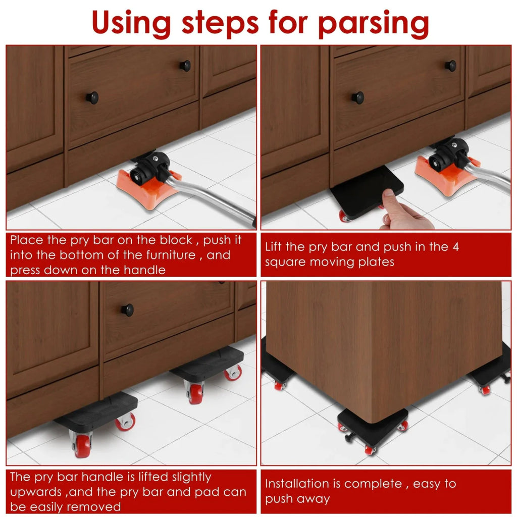 SHOWLU Heavy Duty Furniture Lifter Tool Kit with rollers, capable of lifting 880LB for moving large furniture securely.