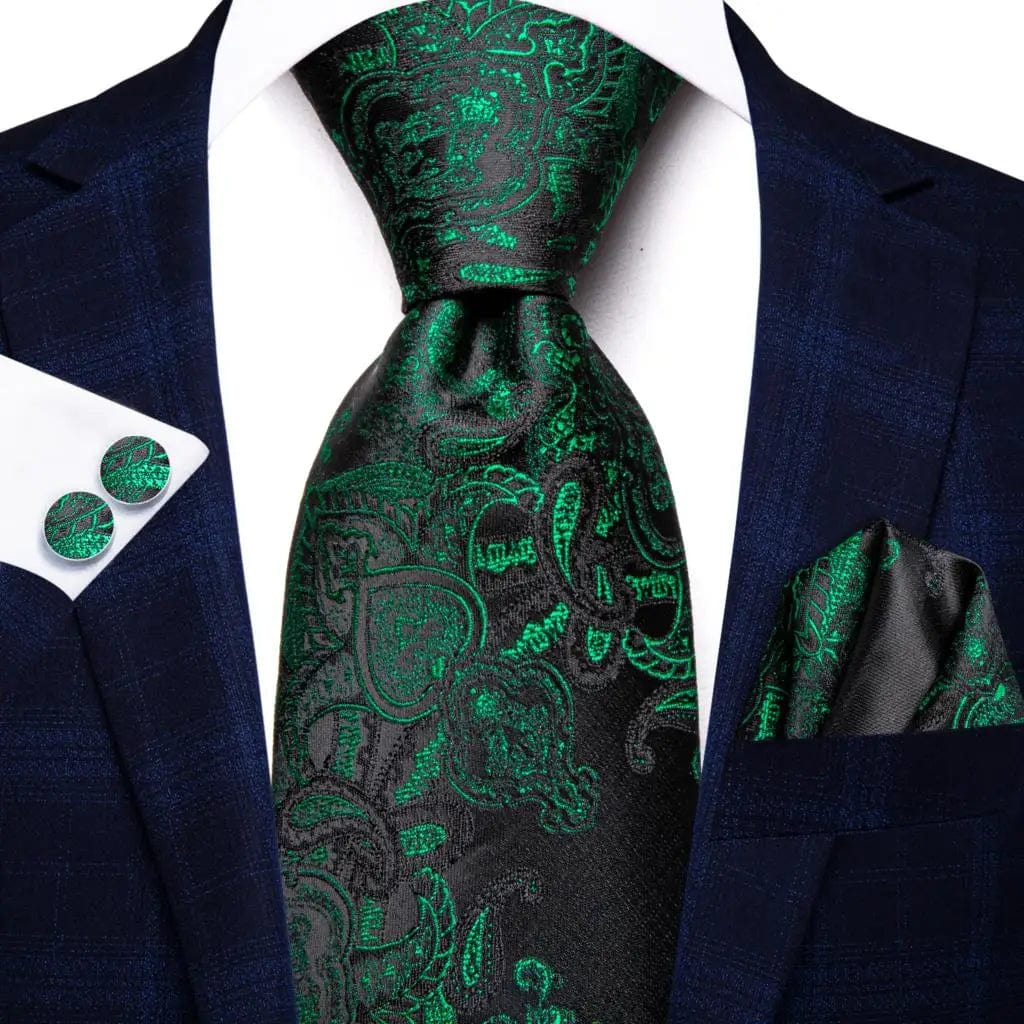 Hi-Tie solid gold yellow silk tie set with matching handkerchief and cufflinks, stylish accessories for men's formal wear.