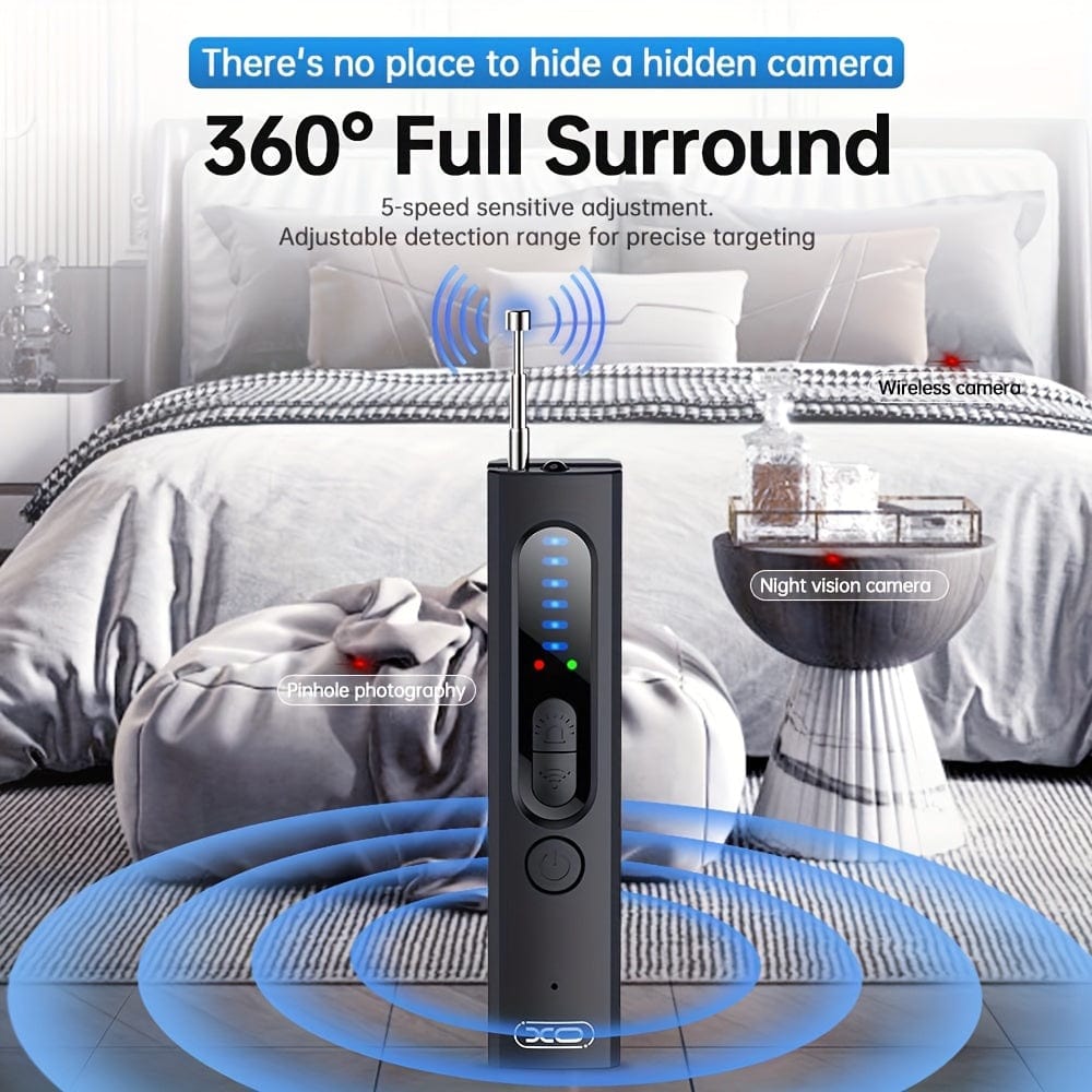 Showlu Fashion Store XO hidden camera detector with GPS tracker and wireless device finder, suitable for car, bathroom, office, and hotel.