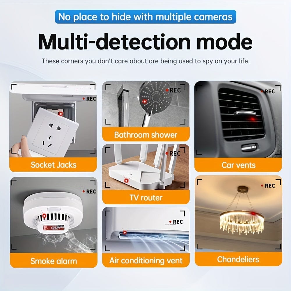 Showlu Fashion Store XO Hidden Camera Detector with GPS tracker and wireless device finder for car, office, bathroom, and hotel use.