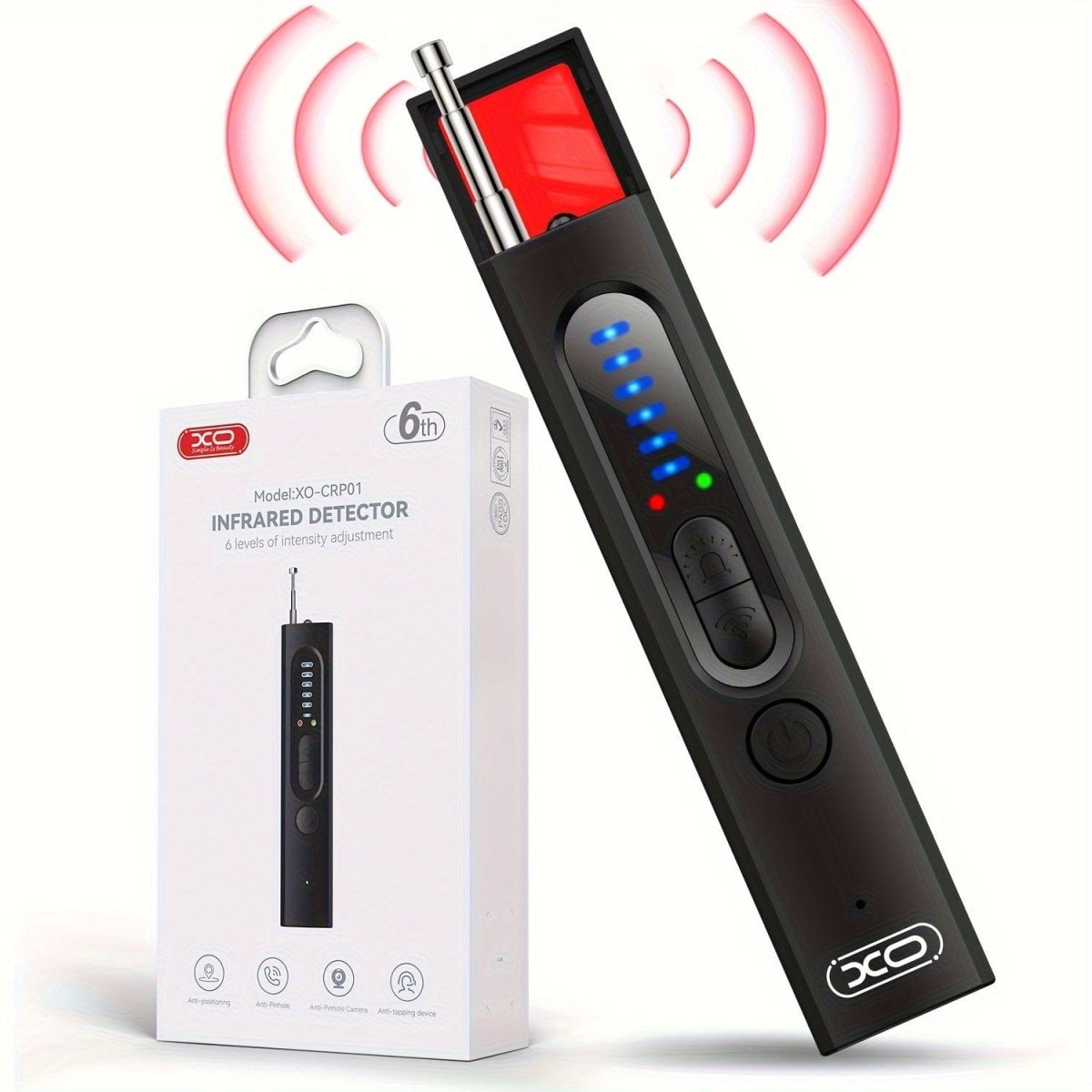 Showlu Fashion Store XO Hidden Camera Detector with GPS tracker and wireless device finder for car, bathroom, office, or hotel.