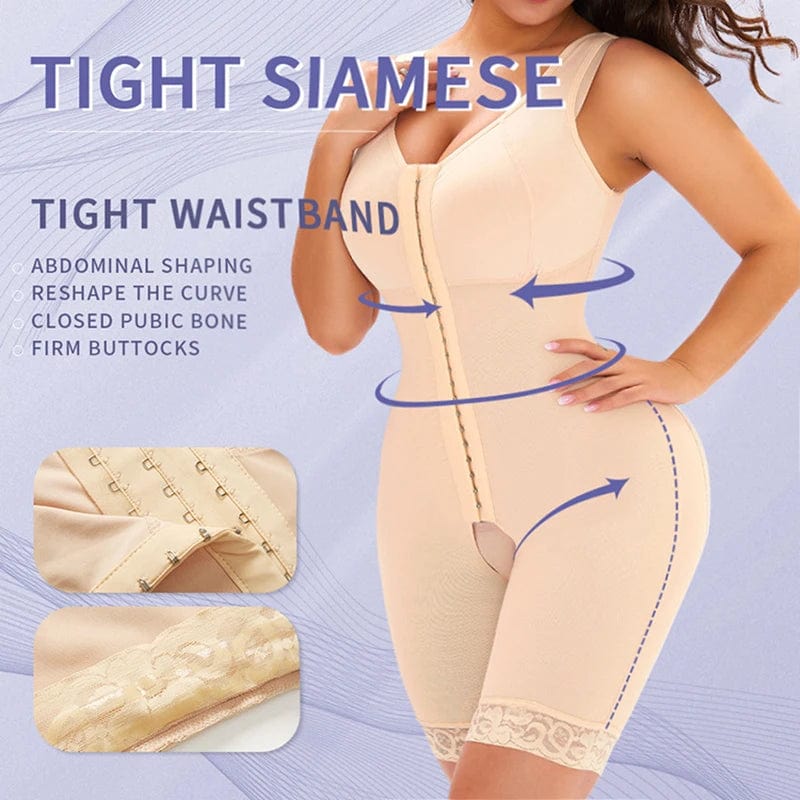 Showlu Fashion Ilfioreemio high compression full body shaper with tummy control, open crotch, and butt lifting for slimming and postpartum support.