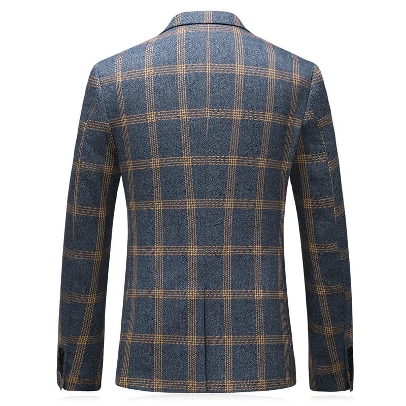 Men's SHOWLU three-piece wedding suit with slim fit jacket, vest, and trousers for formal and business occasions.