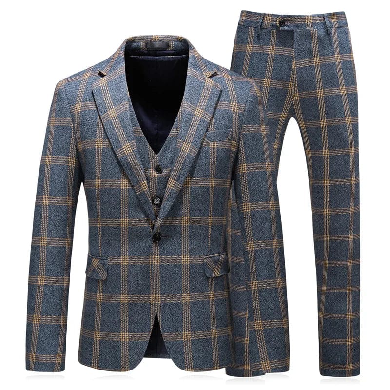 SHOWLU men's three-piece wedding suit with slim fit jacket, vest, and trousers, perfect for formal occasions and grooms.