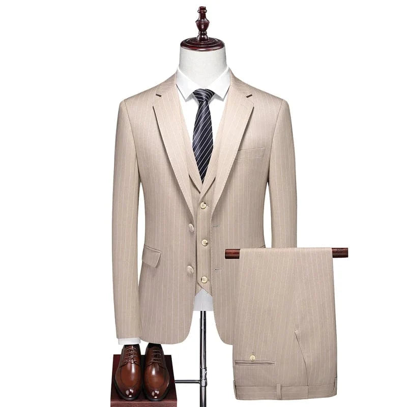 SHOWLU men's three-piece wedding suit with slim fit jacket, vest, and trousers, perfect for formal weddings and special occasions