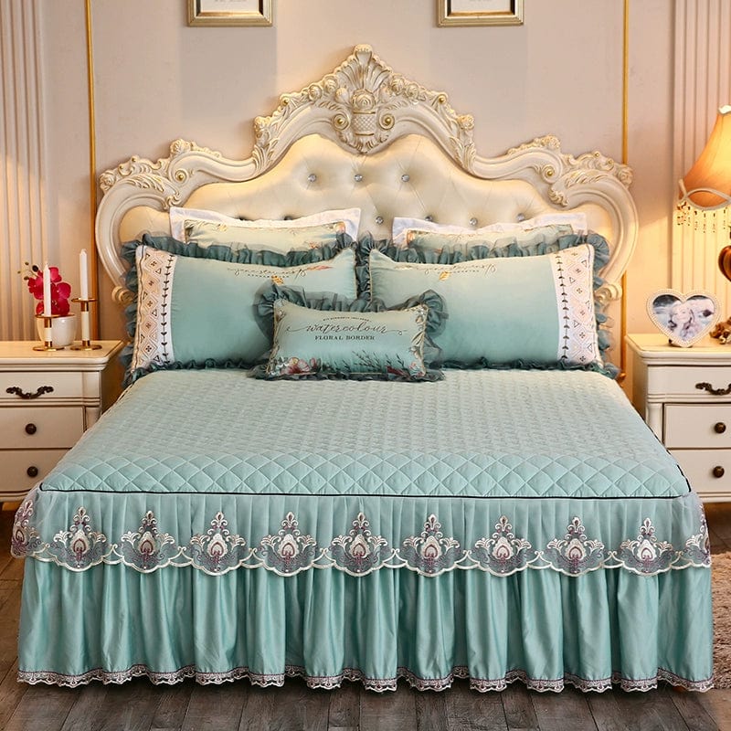 Showlu Fashion Store Gao Wang Tencel quilted bed sheet set with non-slip design, thickened three-piece bedding for comfort and stability.