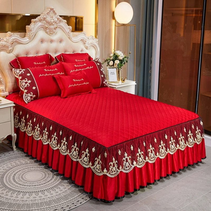 Showlu Fashion Store Gao Wang Tencel quilted bed sheet three-piece set with non-slip backing and thickened fabric for comfort and durability.