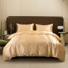 High End Satin Emulation Silky Duvet Cover 220x240 High Quality Queen Size Soft Smooth Quilt Covers Solid King Comforter Cover - SHOWLU FASHION STORE