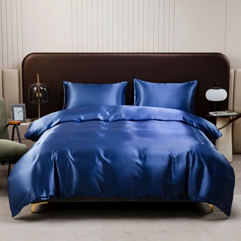 High End Satin Emulation Silky Duvet Cover 220x240 High Quality Queen Size Soft Smooth Quilt Covers Solid King Comforter Cover - SHOWLU FASHION STORE