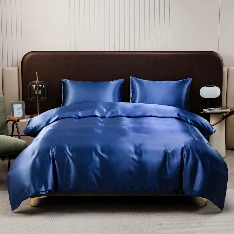 Showlu Fashion satin silky duvet cover in high-quality solid queen size with soft, smooth, luxurious fabric and elegant design.